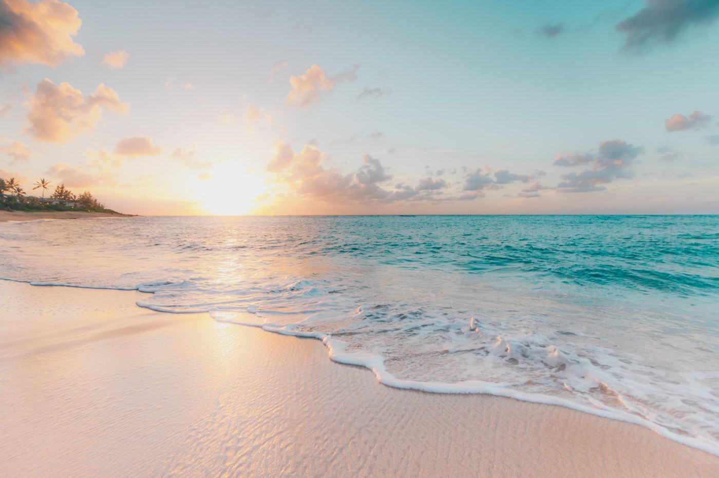 Sunset over a tropical beach